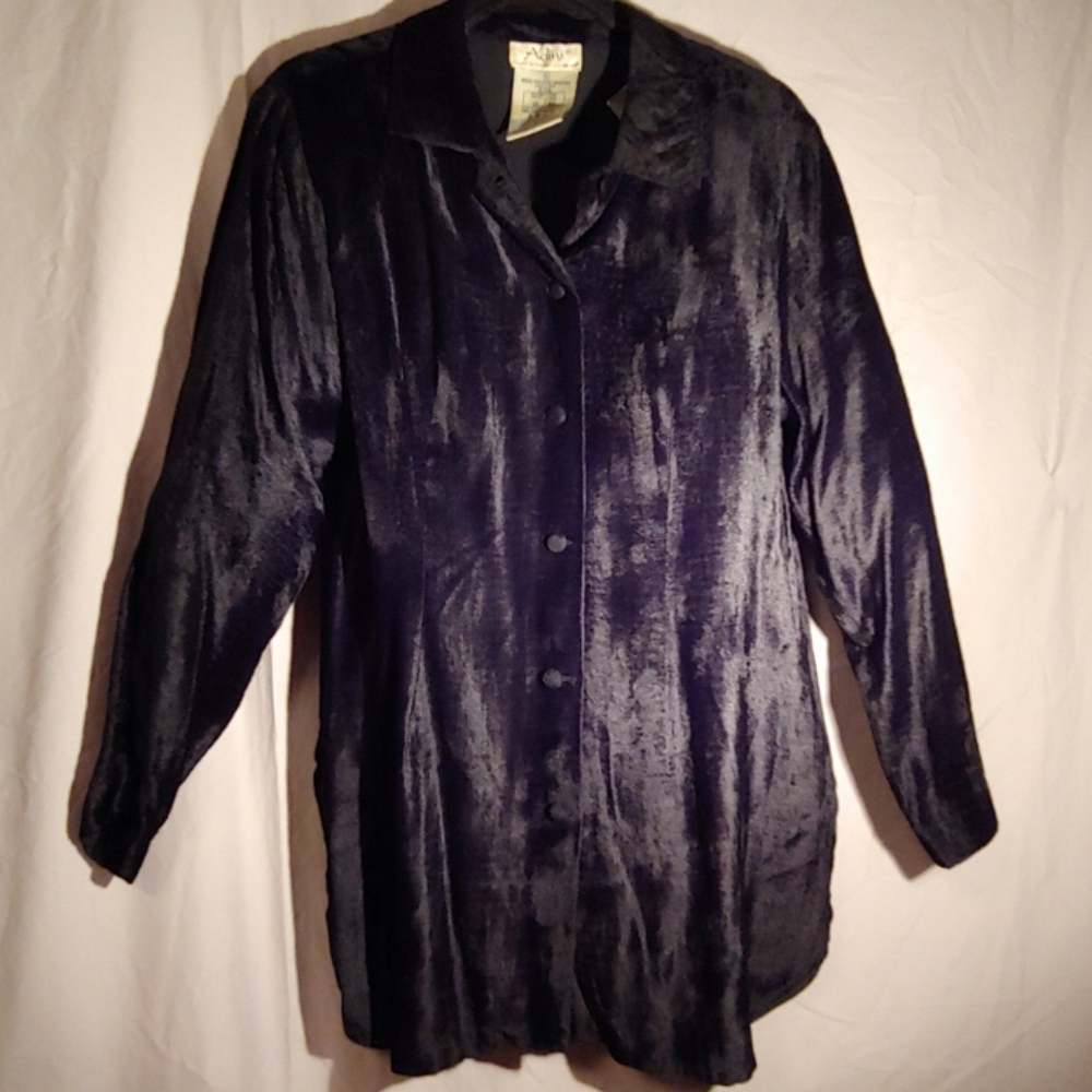 Black Rayon Velvet Buttoned Tunic by Adini